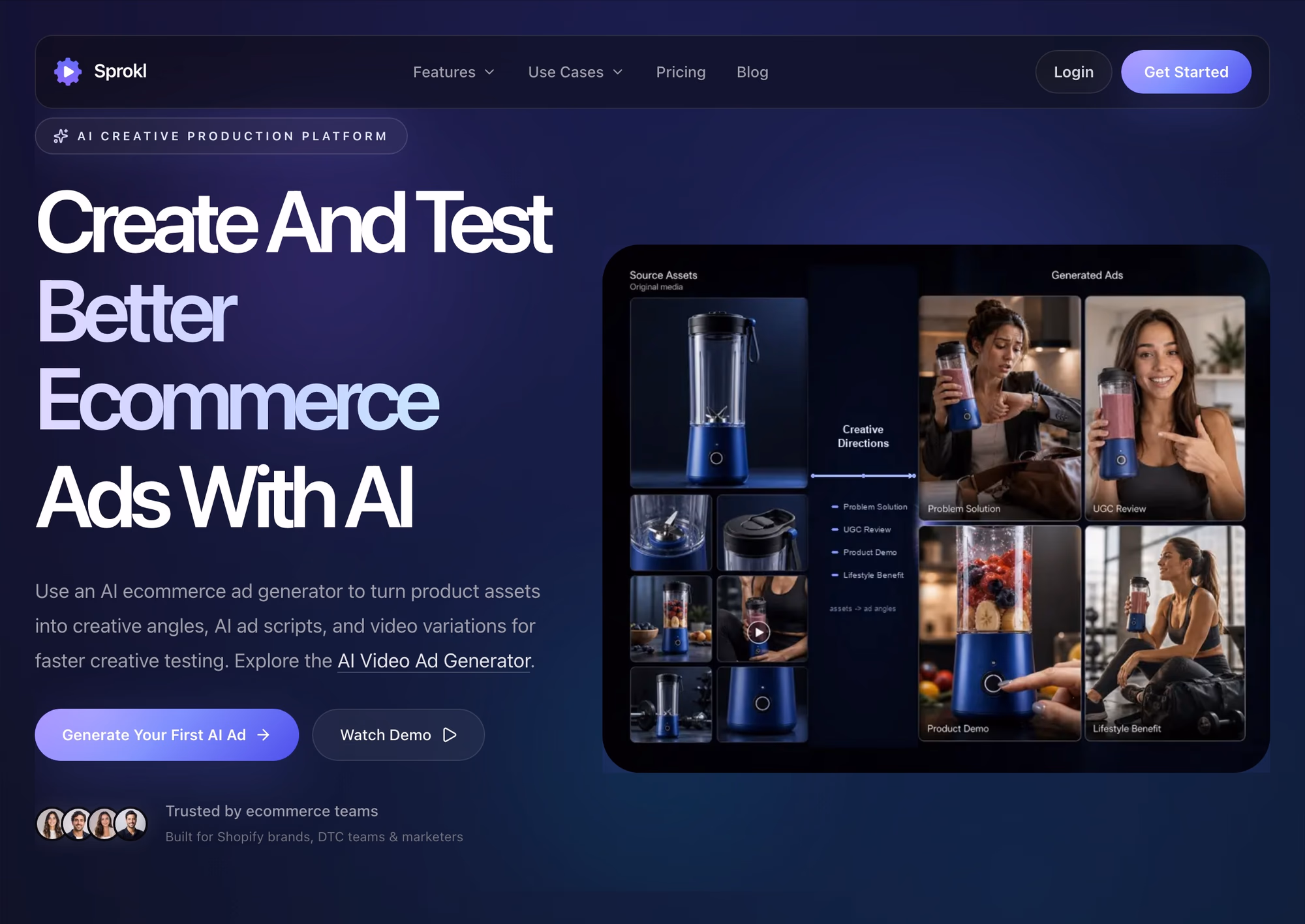 AI Video Ads for Ecommerce Brands | Create & Test More Ads With Sprokl preview