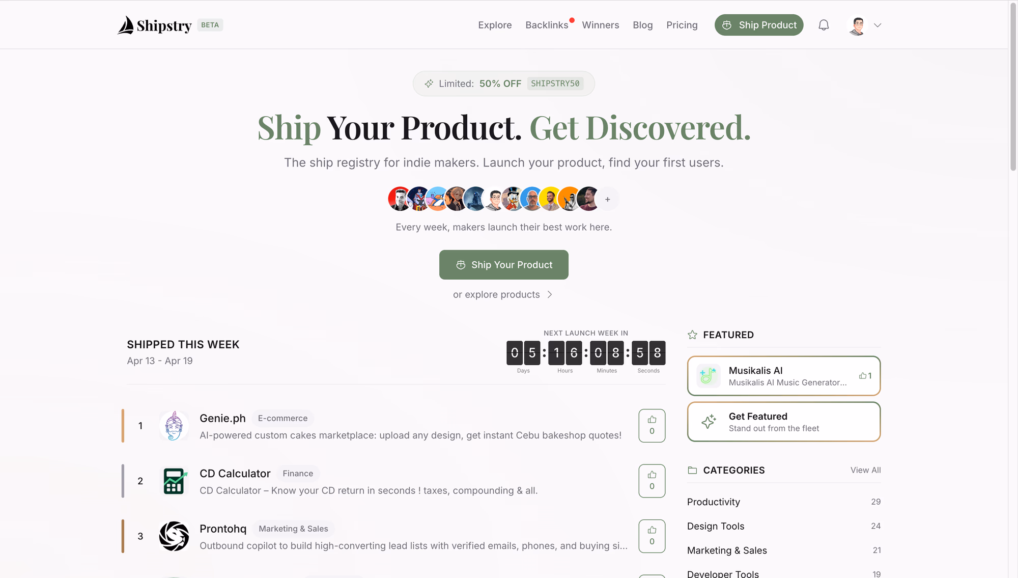 Shipstry: Weekly Product Launch Registry for Makers preview
