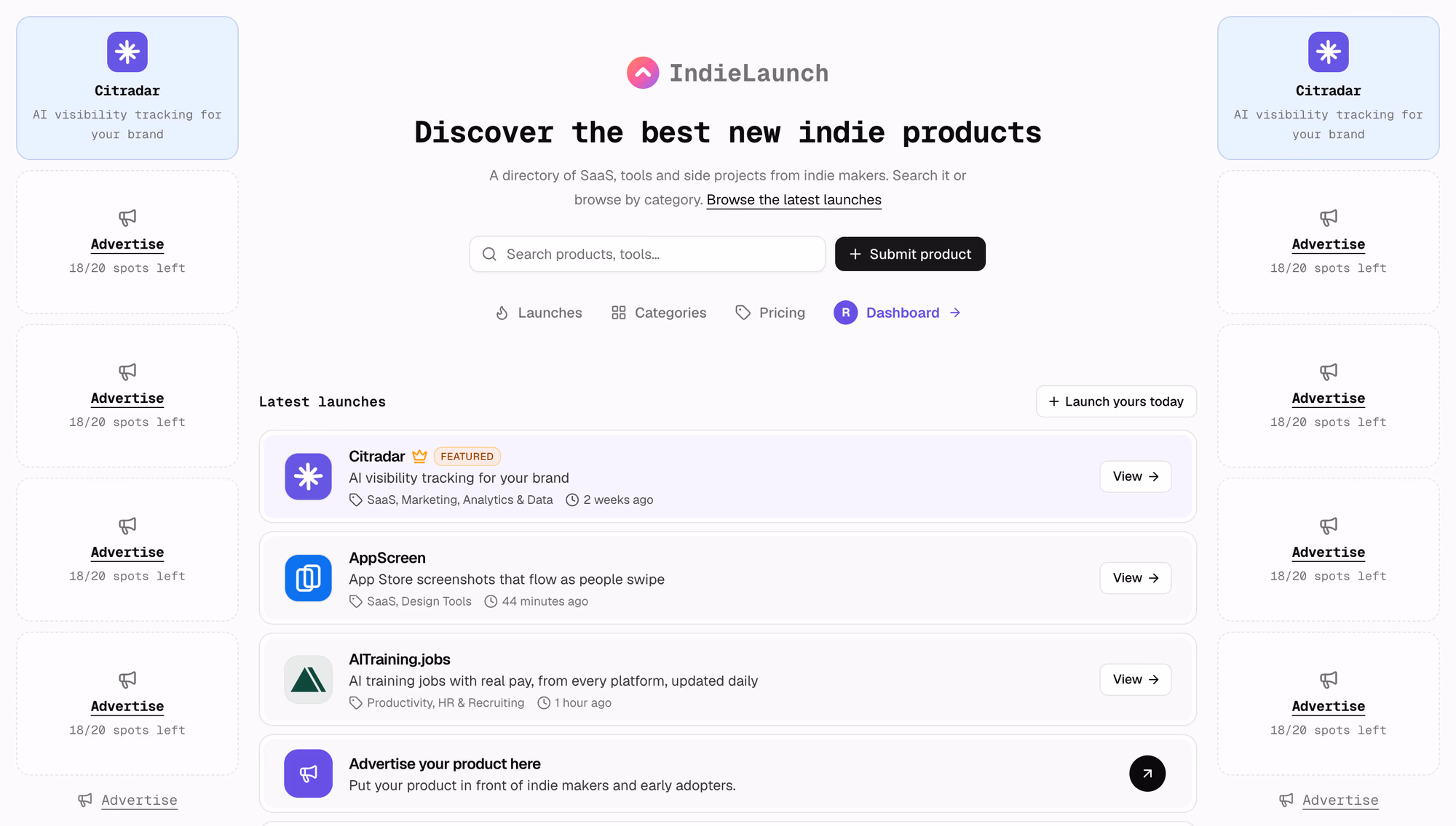 IndieLaunch — free launch platform for indie makers and startups preview